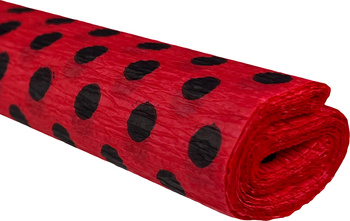 Paczka Bibuła marszczona 50x200 kropki czarne na czerwonym 10 rolek