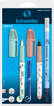 Zestaw pióro wieczne i pióro kulkowe Schneider Zippi wymazywacz 2 naboje blister