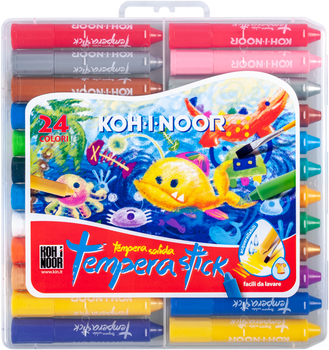 Kredki woskowe wykręcane Tempera stick DH3953 Koh-I-Noor 24 kolory