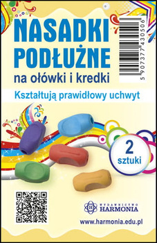 Nasadki podłużne na ołówki i kredki kształtują prawidłowy uchwyt 2 sztuki