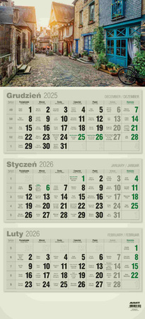 Kalendarz 2026 trójdzielny płaski ekologiczny KTTEKO 1szt.mix