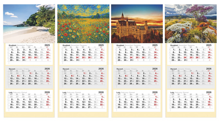 Kalendarz 2026 trójdzielny 1szt.mix