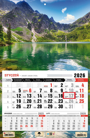 Kalendarz 2026 trójdzielny jednodzielny Tatry KTJ1 V41