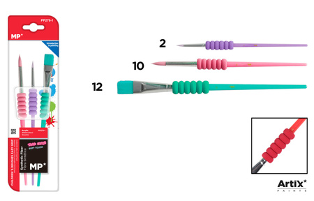 Pędzle MP dla dzieci z uchwytem z pianki blister 3 sztuki