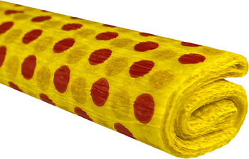 Paczka Bibuła marszczona 50x200 kropki czerwone na żółtym 10 rolek