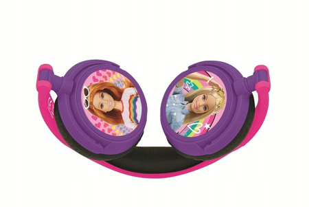 Składane słuchawki przewodowe stereo Barbie z głośnością bezpieczną dla dzieci Lexibook HP010BB