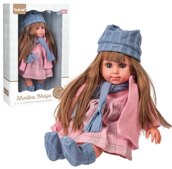 Lalka słodka Maja w różowym płaszczyku