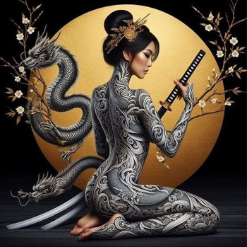 Diamentowa Mozaika Kobieta wojowniczka Yakuza NO-2001759