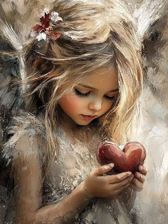 Diamentowa Mozaika Dziewczynka Anioł z serduszkiem NO-2003011