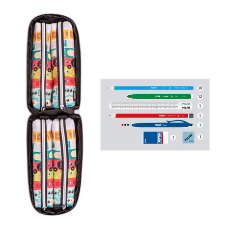 Multipiórnik owalny z 4 piórnikami MILAN ALIENS czerwony