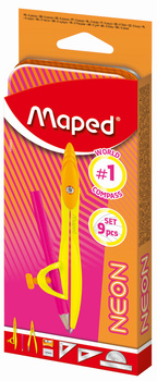 Zestaw geometryczny Neon z cyrklem 9 elementów