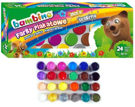 Farby plakatowe Bambino 24 kolory 10 ml