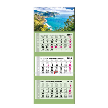 Kalendarz 2026 trójdzielny LUX główka wypukła Madera