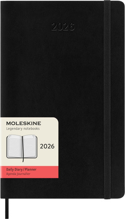 Kalendarz 2026 12M Moleskine L dzienny miękka oprawa czarny 13x21cm