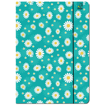 Paczka Teczka A4 z gumką Stokrotki Turkus 5 sztuk