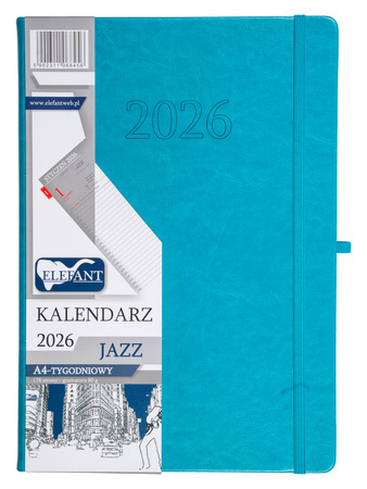 Kalendarz 2026 Jazz A4 tygodniowy turkusowy