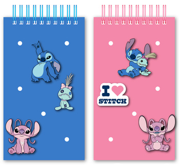 Notes z silikonową okładką oraz przypinkami Stitch 15x 8,5cm 1szt.mix
