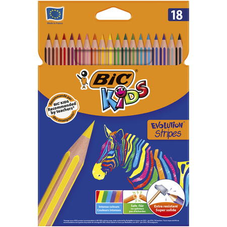 Kredki ołówkowe Eco Evolution Stripes BIC Kids 18 kolorów