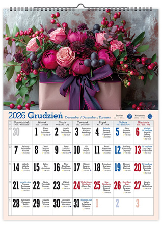 Kalendarz 2026 Kwiatowe impresje ścienny KS A4 V2