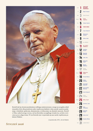Kalendarz 2026 ścienny Św. Jan Paweł II do Polaków