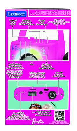 Głośnik z mikrofonem Barbie Lexibook BTP180BBZ