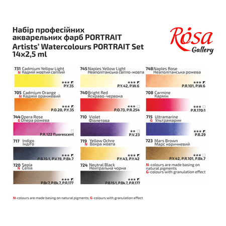 Farby akwarelowe w kostkach Portret w metalowej kasetce 14 kolorów