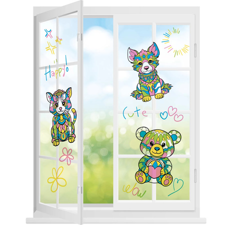 Witraże z markerami Misie Kidea 4 kolory