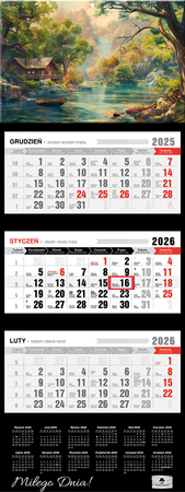 Kalendarz 2026 trójdzielny premium Pejzaż KT2–V.80