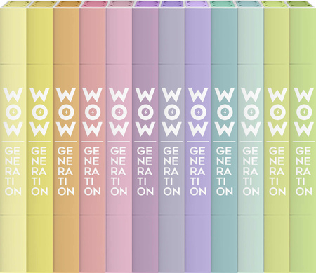 Flamastry dwustronne 12 kolorów WOW00060