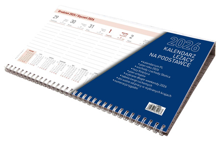 Kalendarz 2026 leżący na podstawce