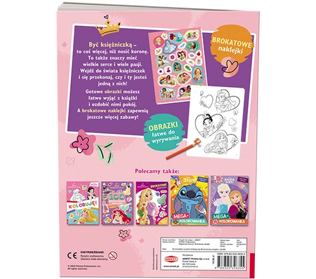Disney księżniczka mega kolorowanka brokatowe naklejki KOLB-9103