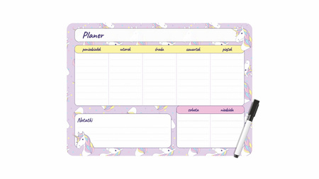 Planer magnetyczny tygodniowy z markerem Unicorn