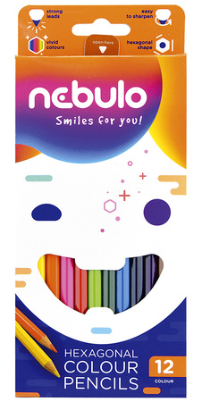 Kredki sześciokątne Nebulo 12 kolorów