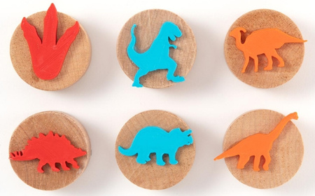 Zestaw drewnianych stempli Dinozaury