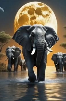 Diamentowa Mozaika Słonie wędrujące na tle księżyca NO-2000185