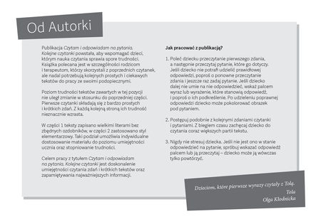 Czytam i odpowiadam na pytania Kolejne czytanki Ćwiczenia w czytaniu ze zrozumieniem