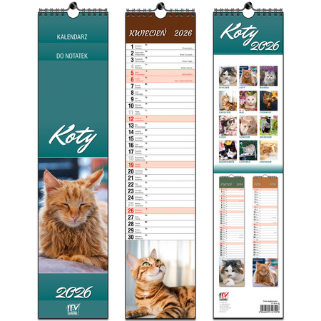 Kalendarz 2026 paskowy Koty
