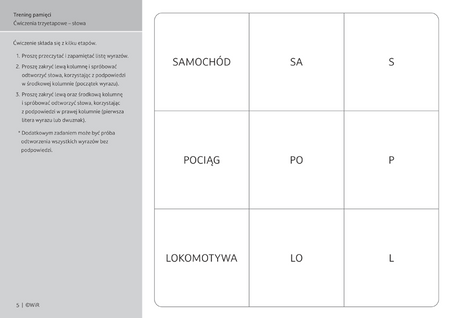 Trening pamięci ćwiczenia trzyetapowe słowa