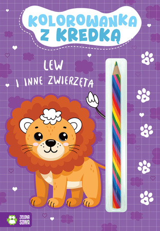 Lew i inne zwierzęta. Kolorowanka z kredką