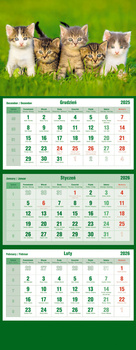 Kalendarz 2026 trójdzielny Koty