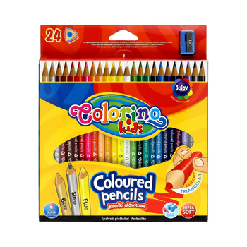 Kredki ołówkowe trójkątne Colorino Kids 24 kolory z temperówką