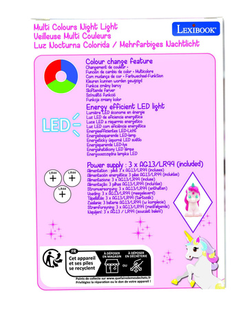 Lampka nocna 3D Jednorożec Lexibook NLJ01UNI