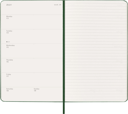 Kalendarz 2026 12M Moleskine L tygodniowy twarda oprawa Myrtle green  13x21cm