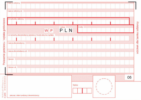 Polecenie przelewu wpłata gotówkowa A6 4 odcinkowe A6