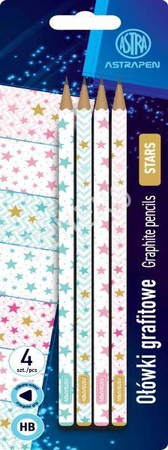 Ołówki grafitowe trójkątne HB Astrapen Stars 4 szt.
