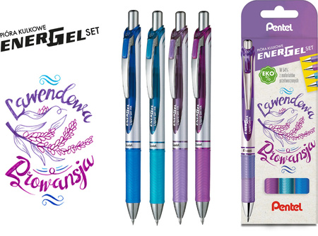 Zestaw piór EnerGel BL77 lawendowa Prowansja w etui 4 kolory