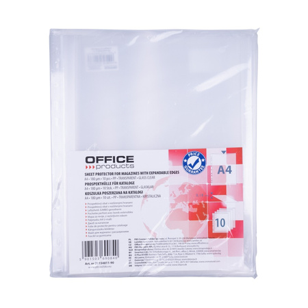 Paczka koszulki na katalogi A4 Office Products PP krystaliczne 180mikr. 10 sztuk