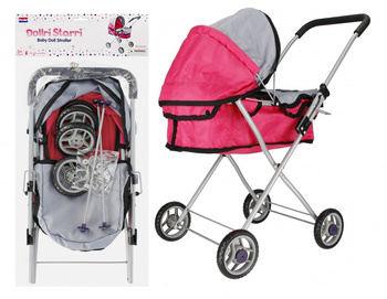 Wózek głęboki dla lalek metalowy różowy