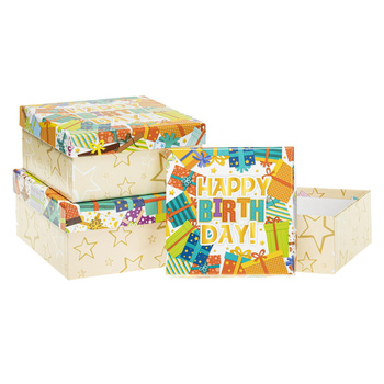 Pudełka ozdobne na prezenty PUP-22001-KW wzór party 3 sztuki