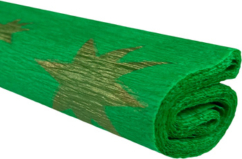 Paczka Bibuła marszczona 50x200 gwiazdy złote na zielonym 10 rolek